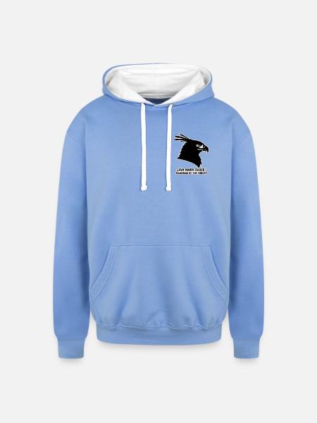 Java Hawk-Eagle: Forest Guardian - Unisex Contrast Hoodie - sky blue/white