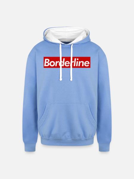 Borderline Logo - Unisex Contrast Hoodie - sky blue/white