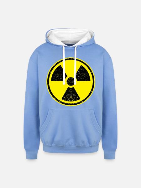 Nuclear Radiation symbol - Unisex Contrast Hoodie - sky blue/white