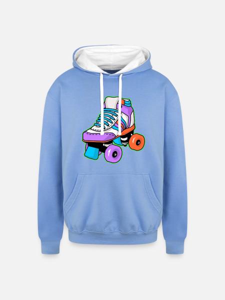 Roller Skating Skater - Unisex Contrast Hoodie - sky blue/white