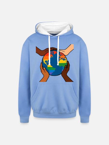 Unity in Diversity - Unisex Contrast Hoodie - sky blue/white