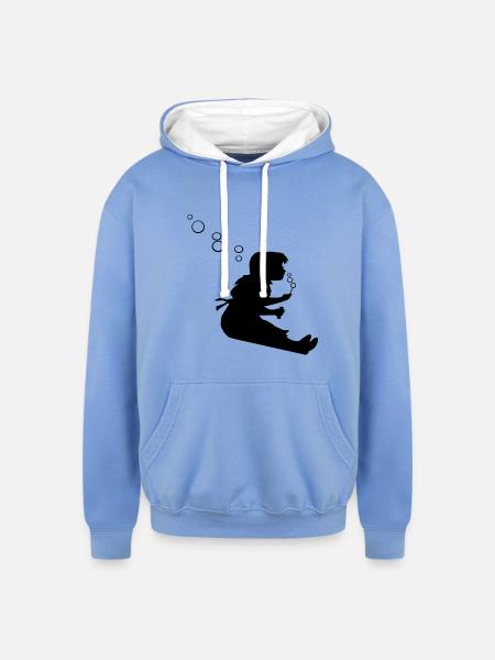 BUBBLE GIRL - Unisex Contrast Hoodie - sky blue/white