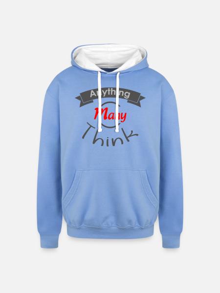Anything Many Think - Unisex Contrast Hoodie - sky blue/white