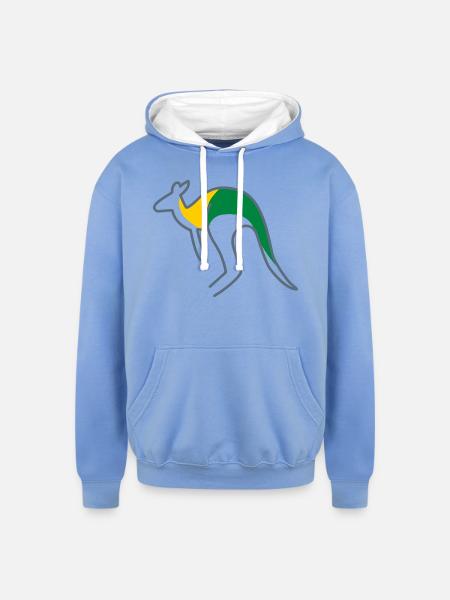 Kangaroo Design gift cute - Unisex Contrast Hoodie - sky blue/white
