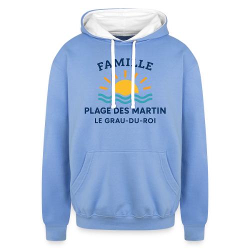 Family Beach Shirt – Plage des Martin Design - Unisex Contrast Hoodie