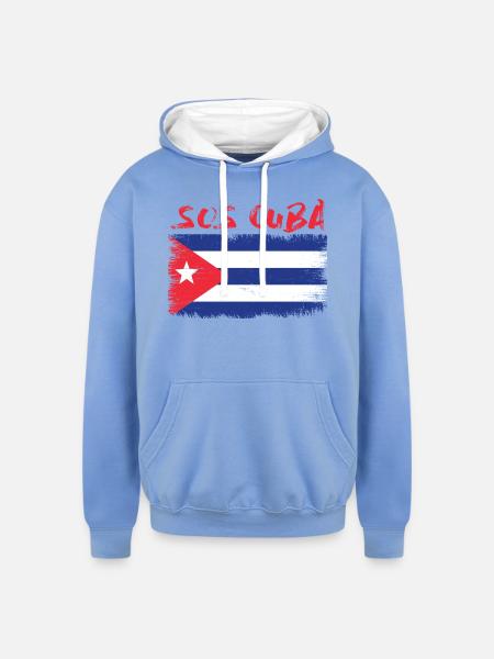 Sos Cuba Soscuba - Unisex Contrast Hoodie - sky blue/white