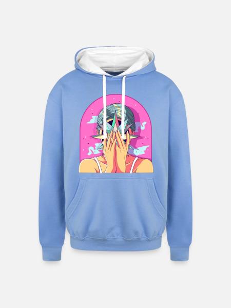 Translate - Unisex Contrast Hoodie - sky blue/white