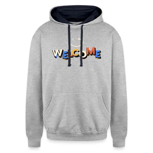 Smile and welcome design - Unisex Contrast Hoodie