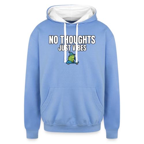 No Thoughts Just Vibes Funny Frog Shirt - Unisex Contrast Hoodie