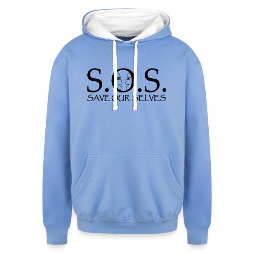 SOS Black on Black - Unisex Contrast Hoodie
