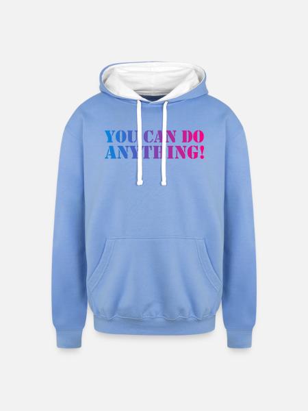 You Can Do Anything - Unisex Contrast Hoodie - sky blue/white