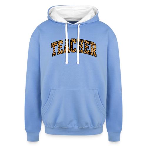 Leopard Print Teacher Typography - Unisex Contrast Hoodie