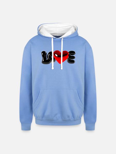Love Bubble - Unisex Contrast Hoodie - sky blue/white