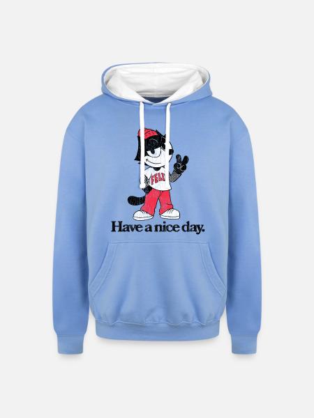Felix The Cat In Skater Style & Have A Nice Day - Unisex Contrast Hoodie - sky blue/white