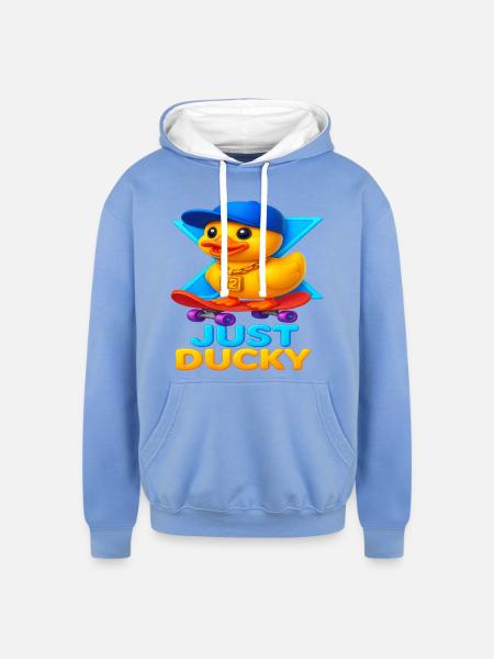 Just Ducky X22 - Unisex Contrast Hoodie - sky blue/white