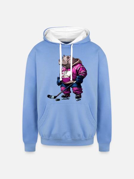 Hippos ice hockey - Unisex Contrast Hoodie - sky blue/white