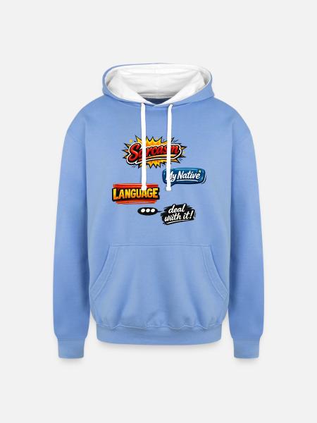 Sarcasm Language Attitude Graphic - Unisex Contrast Hoodie - sky blue/white