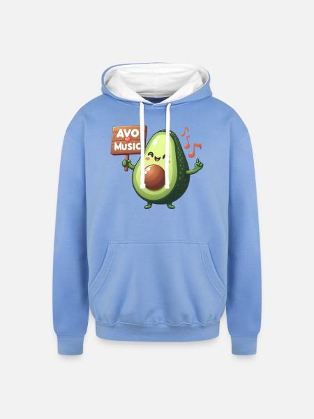 Avo love music - Unisex Contrast Hoodie - sky blue/white
