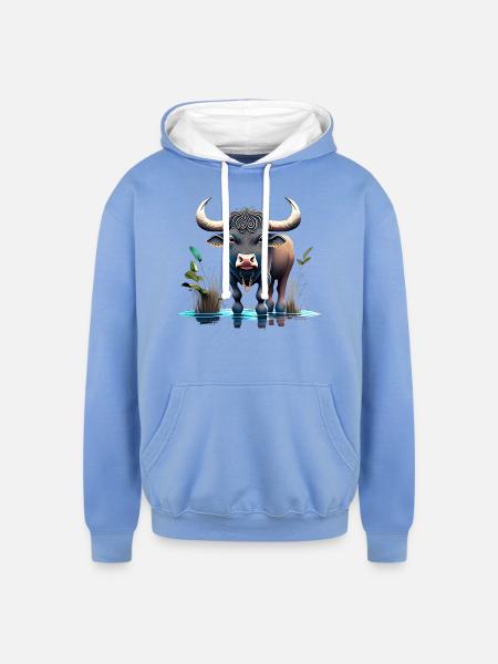 Water Buffalo - Unisex Contrast Hoodie - sky blue/white