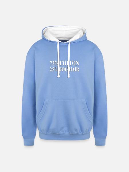 Dog Hair Cotton Blend Tee - Unisex Contrast Hoodie - sky blue/white