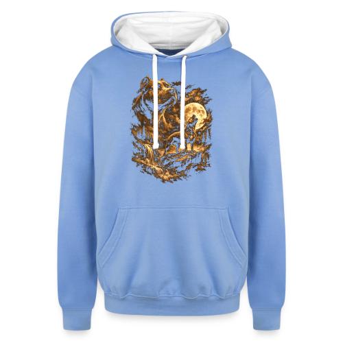 Pit Bull Howling Moon Fantasy Forest Tee - Unisex Contrast Hoodie