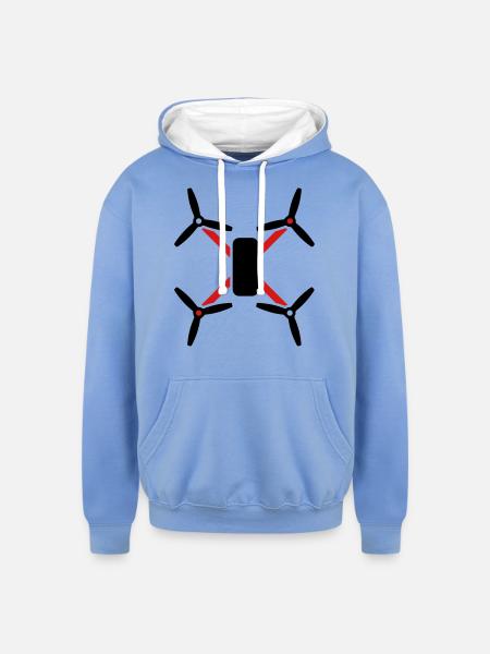 quad - Unisex Contrast Hoodie - sky blue/white