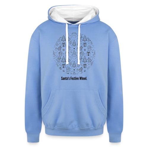Santa's Festive Wheel T-Shirt - Unisex Contrast Hoodie