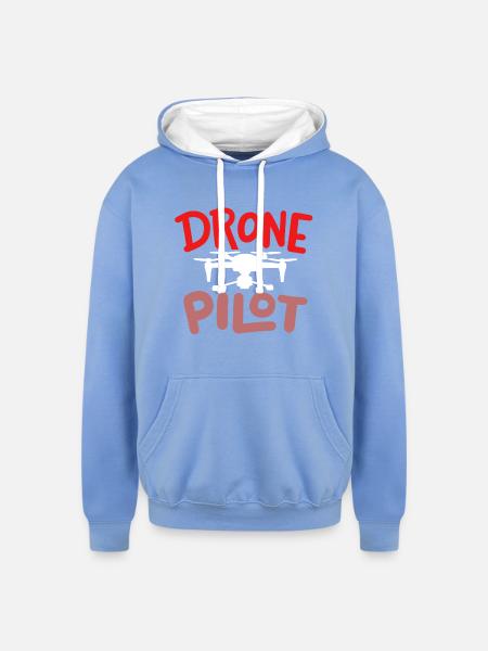 Drone Pilot - Unisex Contrast Hoodie - sky blue/white