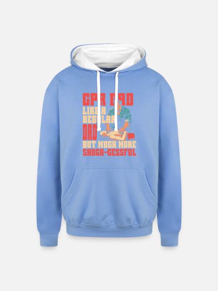 CPR Instructor Dad Paramedic - Unisex Contrast Hoodie - sky blue/white