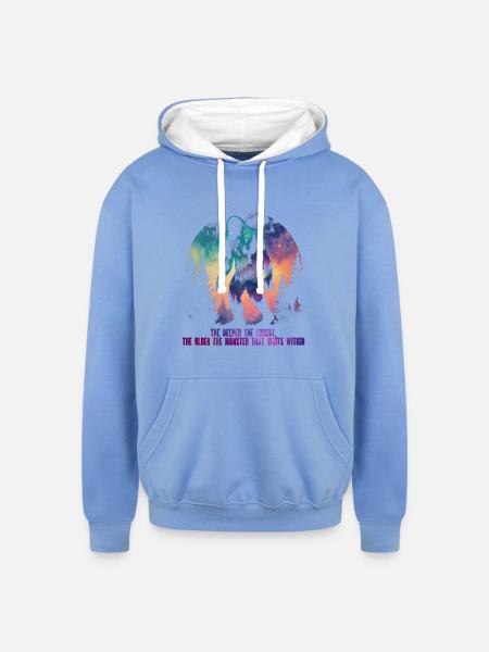 Bigfoot Creature Mythological Creatures - Unisex Contrast Hoodie - sky blue/white