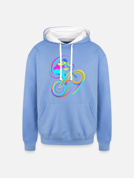 BMX Rider - Unisex Contrast Hoodie - sky blue/white