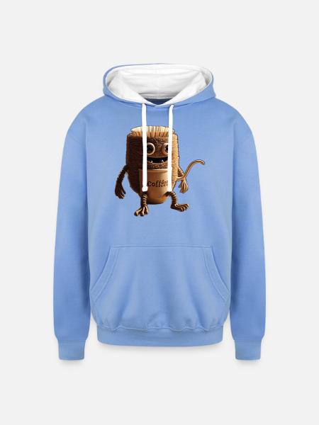 Coffee Monster - Unisex Contrast Hoodie - sky blue/white