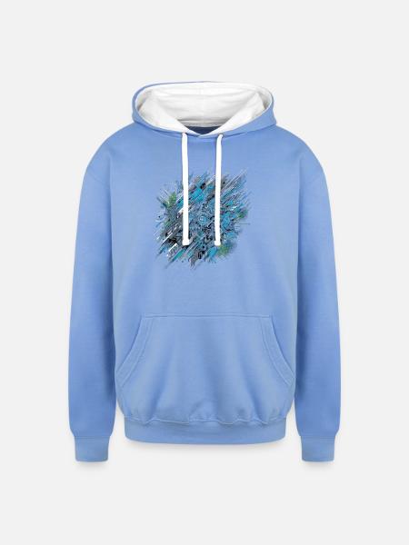 Neural Network Velocity - Unisex Contrast Hoodie - sky blue/white