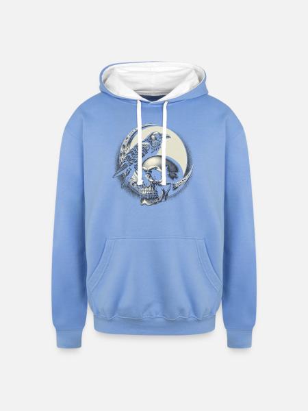 Lunar Sentinel - Unisex Contrast Hoodie - sky blue/white