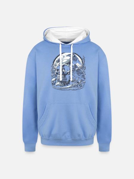 Moonlit Requiem - Unisex Contrast Hoodie - sky blue/white