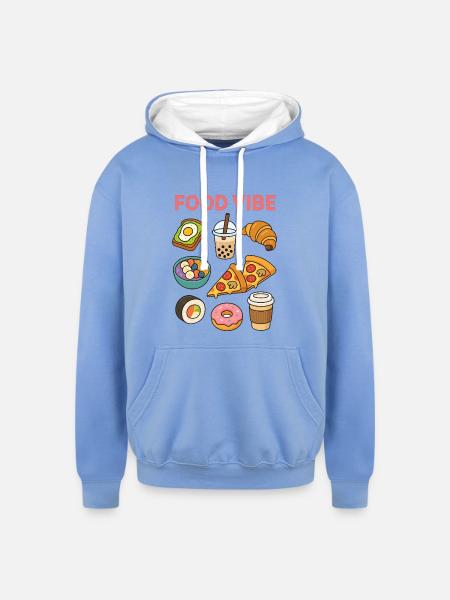 Food vibe - Unisex Contrast Hoodie - sky blue/white