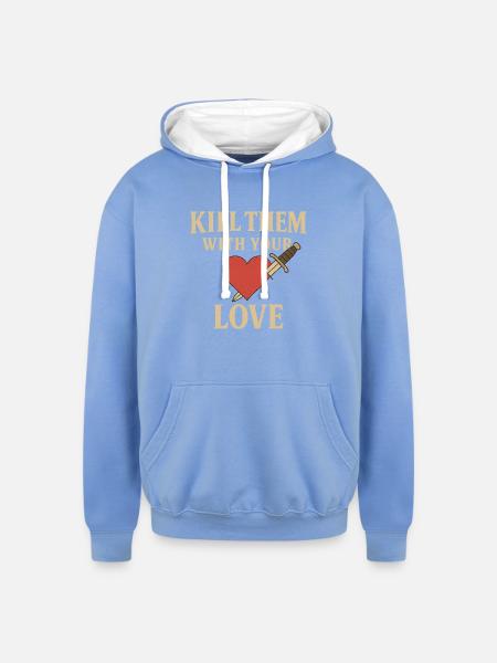 Heart and Dagger - Unisex Contrast Hoodie - sky blue/white