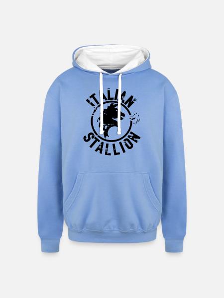 Italian Stallion - Unisex Contrast Hoodie - sky blue/white