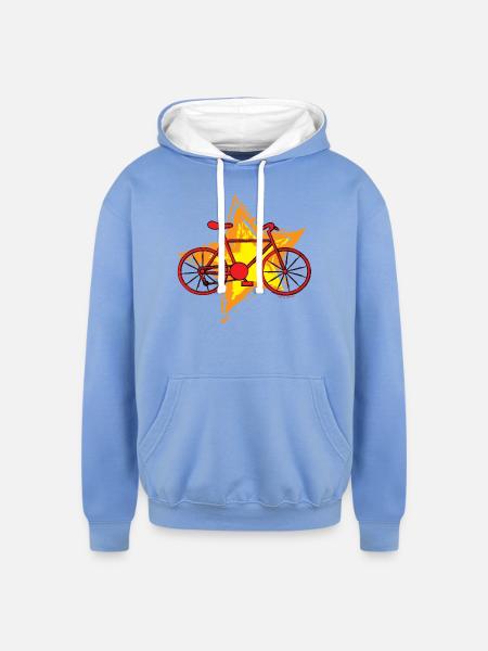 Red Bike Star - Unisex Contrast Hoodie - sky blue/white