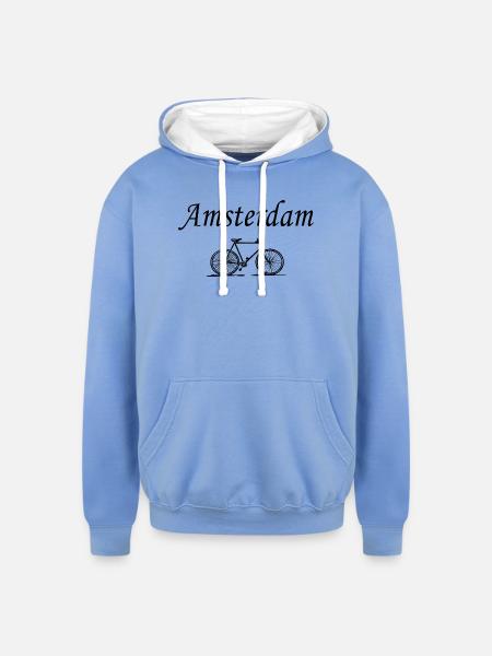 Amsterdam - Unisex Contrast Hoodie - sky blue/white
