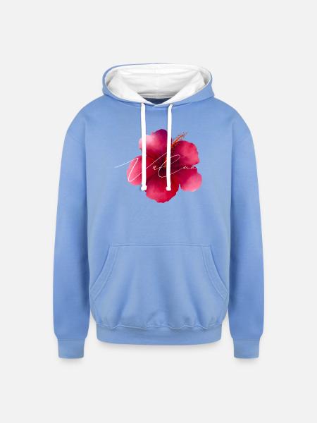 Value Flower - Unisex Contrast Hoodie - sky blue/white
