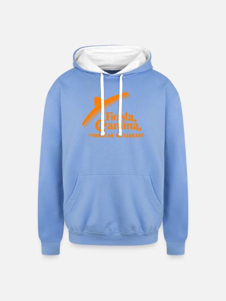 Fiesta Cantina Retro Tee - Unisex Contrast Hoodie - sky blue/white