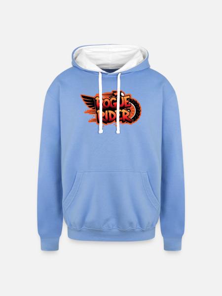 Rogue Rider Moto Logo - Unisex Contrast Hoodie - sky blue/white