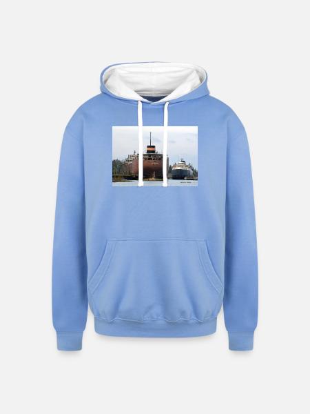 Sherwin and Arthur - Unisex Contrast Hoodie - sky blue/white
