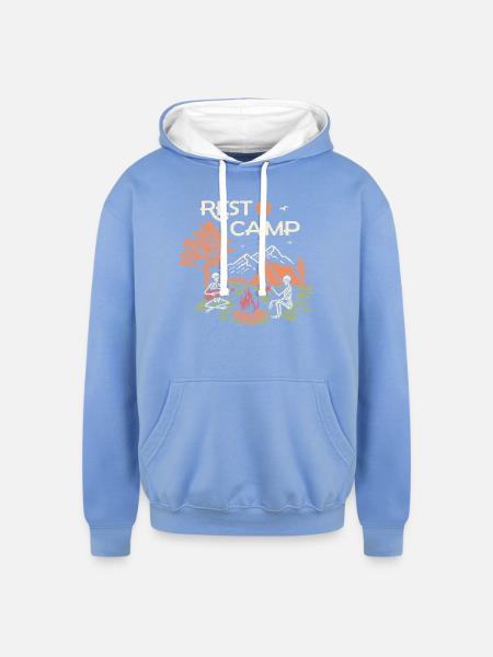 Rest in Camp - Unisex Contrast Hoodie - sky blue/white