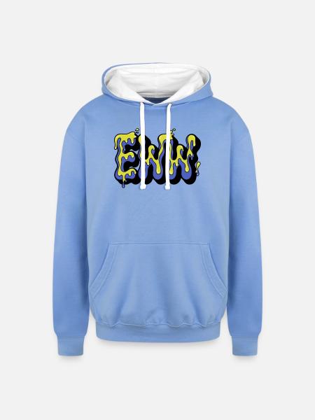 comic-speech-bubble--neon-slime-texture-inside- - Unisex Contrast Hoodie - sky blue/white