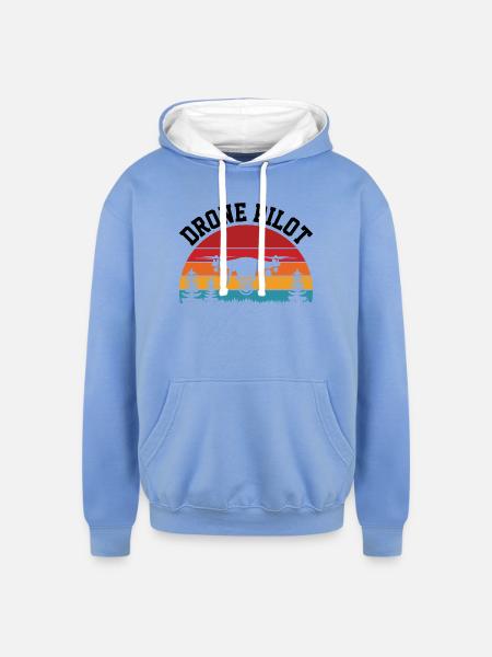 Drone Pilot - Unisex Contrast Hoodie - sky blue/white