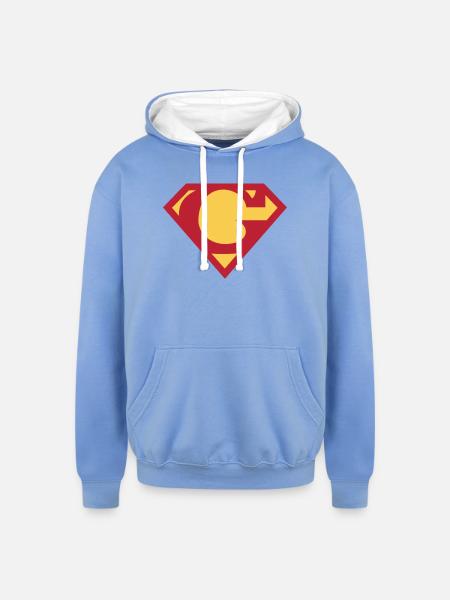 Letter G - Unisex Contrast Hoodie - sky blue/white