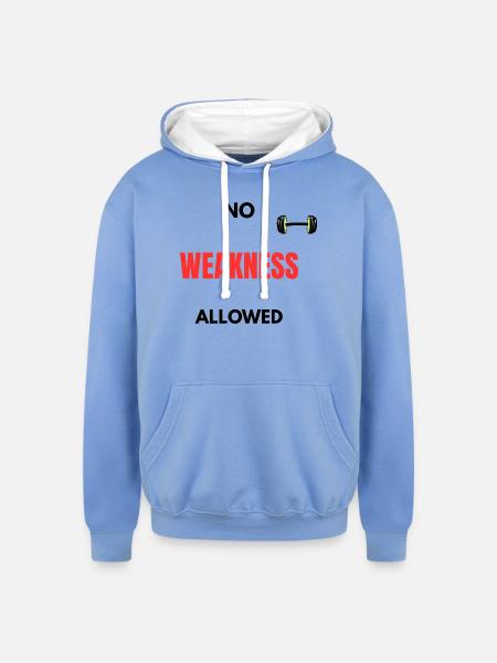 No Weakness Allowed - Unisex Contrast Hoodie - sky blue/white