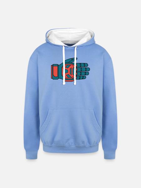 Secure Downhill Glove BMX Rider - Unisex Contrast Hoodie - sky blue/white